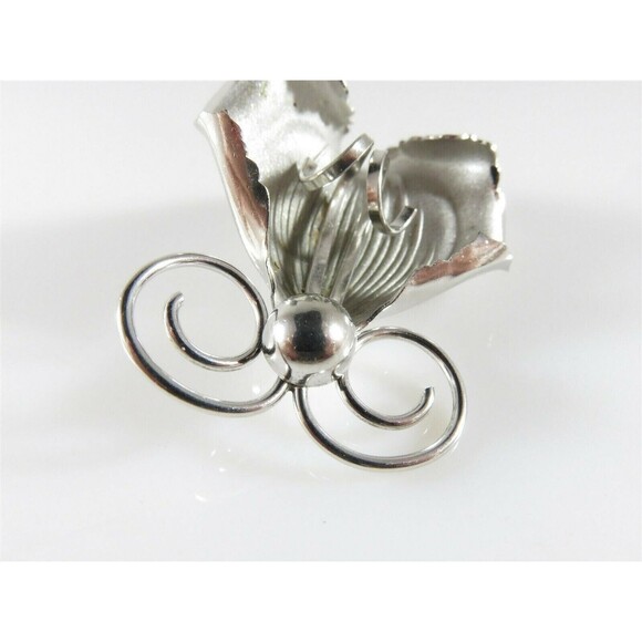 Bond Boyd Brushed & Polished Sterling Silver Orchid Brooch 2 1/8" x 1 1/2" - Picture 5 of 10